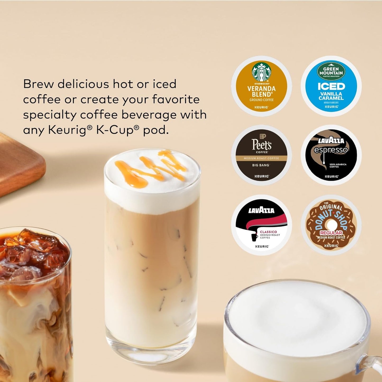 Dluxe Ave. Keurig K-Café Barista Bar Single Serve Coffee Maker and Frother with 3 Brew Black