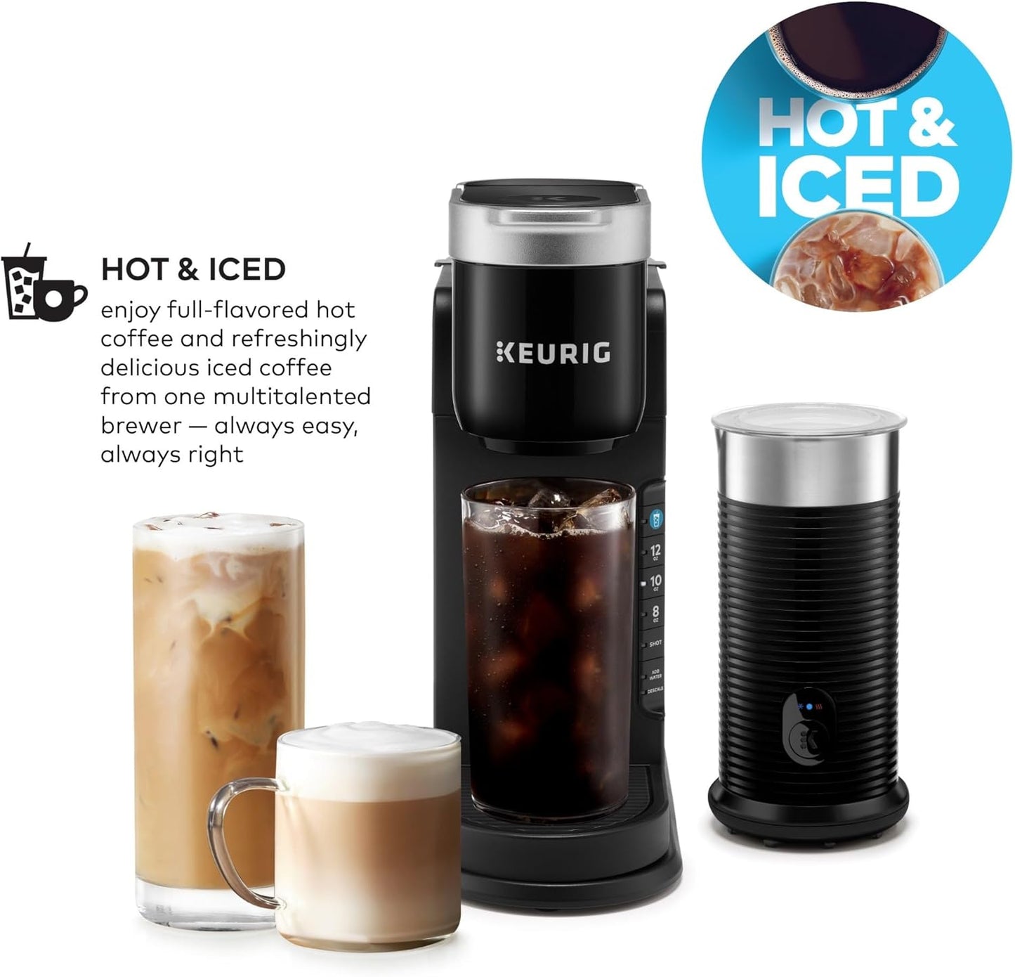 Dluxe Ave. Keurig K-Café Barista Bar Single Serve Coffee Maker and Frother with 3 Brew Black