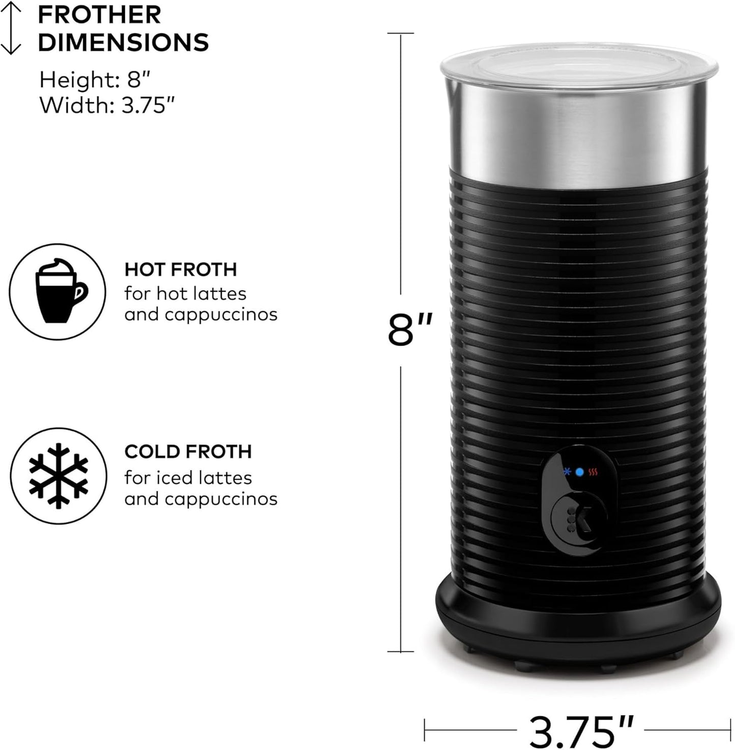 Dluxe Ave. Keurig K-Café Barista Bar Single Serve Coffee Maker and Frother with 3 Brew Black