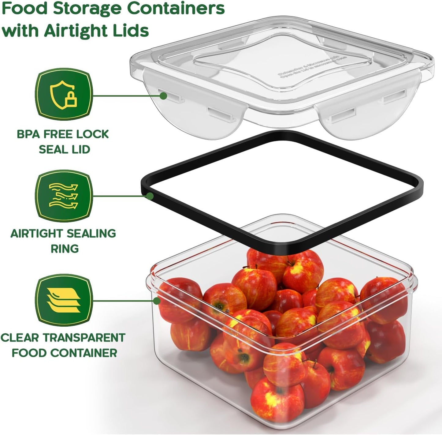 Dluxe Ave. 52 Pack Large Food Storage Containers with Lids/Total 640 Oz 85 OZ to Small Box(26 Boxes26 Lids)