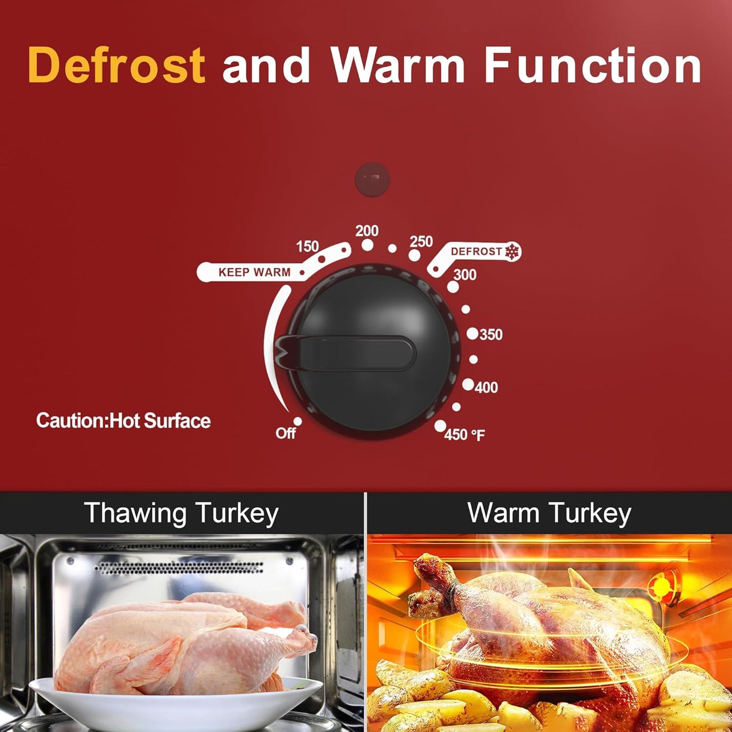 Dluxe Ave. 26 Quart Electric Roaster Oven with Visible & Self-Basting Lid, Stainless Steel, Red