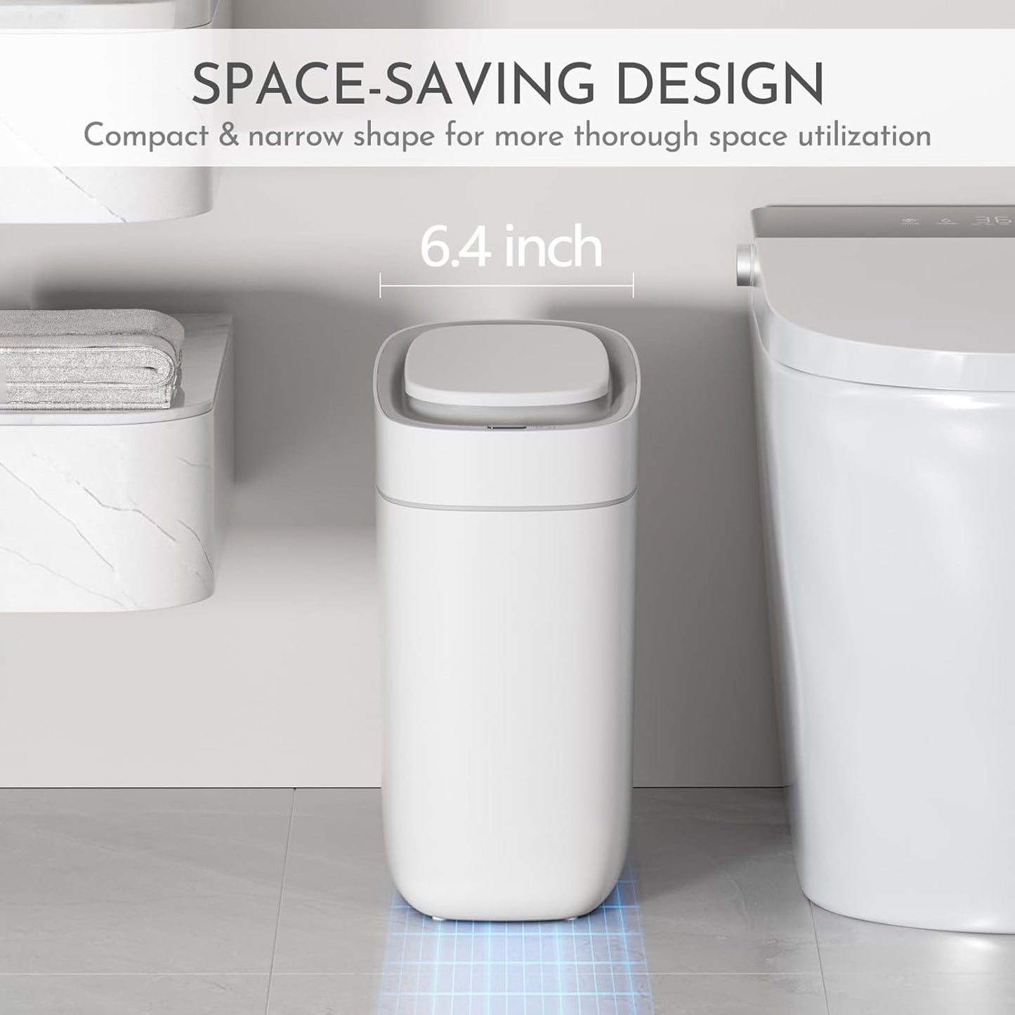 Dluxe Ave. ELPHECO Automatic Bathroom Trash Can with Lid 2.5 Gallon Slim Sensor Garbage Can 9L Narrow Plastic Trash Bin Waterproof Motion Sensor Trash Bin for Bedroom Living Room Narrow Space