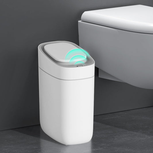 Dluxe Ave. ELPHECO Automatic Bathroom Trash Can with Lid 2.5 Gallon Slim Sensor Garbage Can 9L Narrow Plastic Trash Bin Waterproof Motion Sensor Trash Bin for Bedroom Living Room Narrow Space