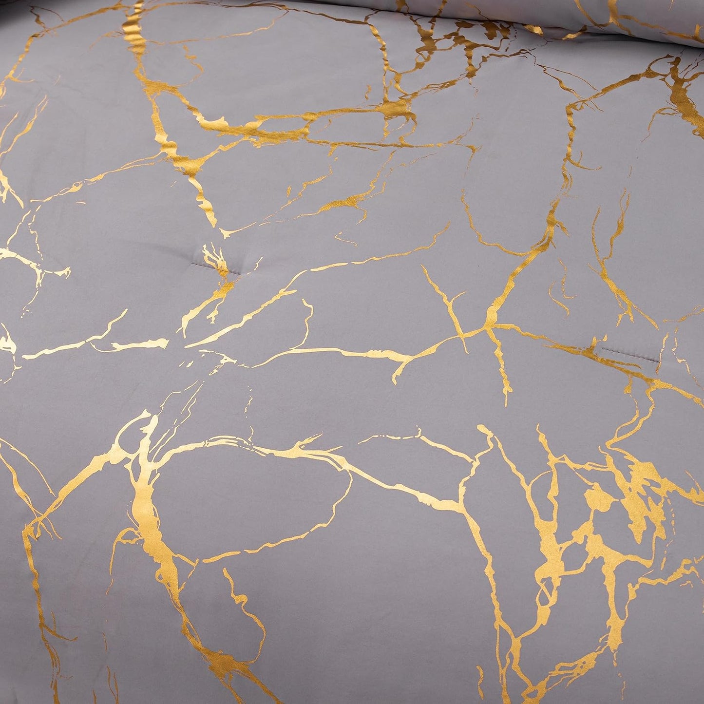 Dluxe Ave. ( KING ) 3 Pcs Comforter Bedding Set/ Grey & Gold Mable