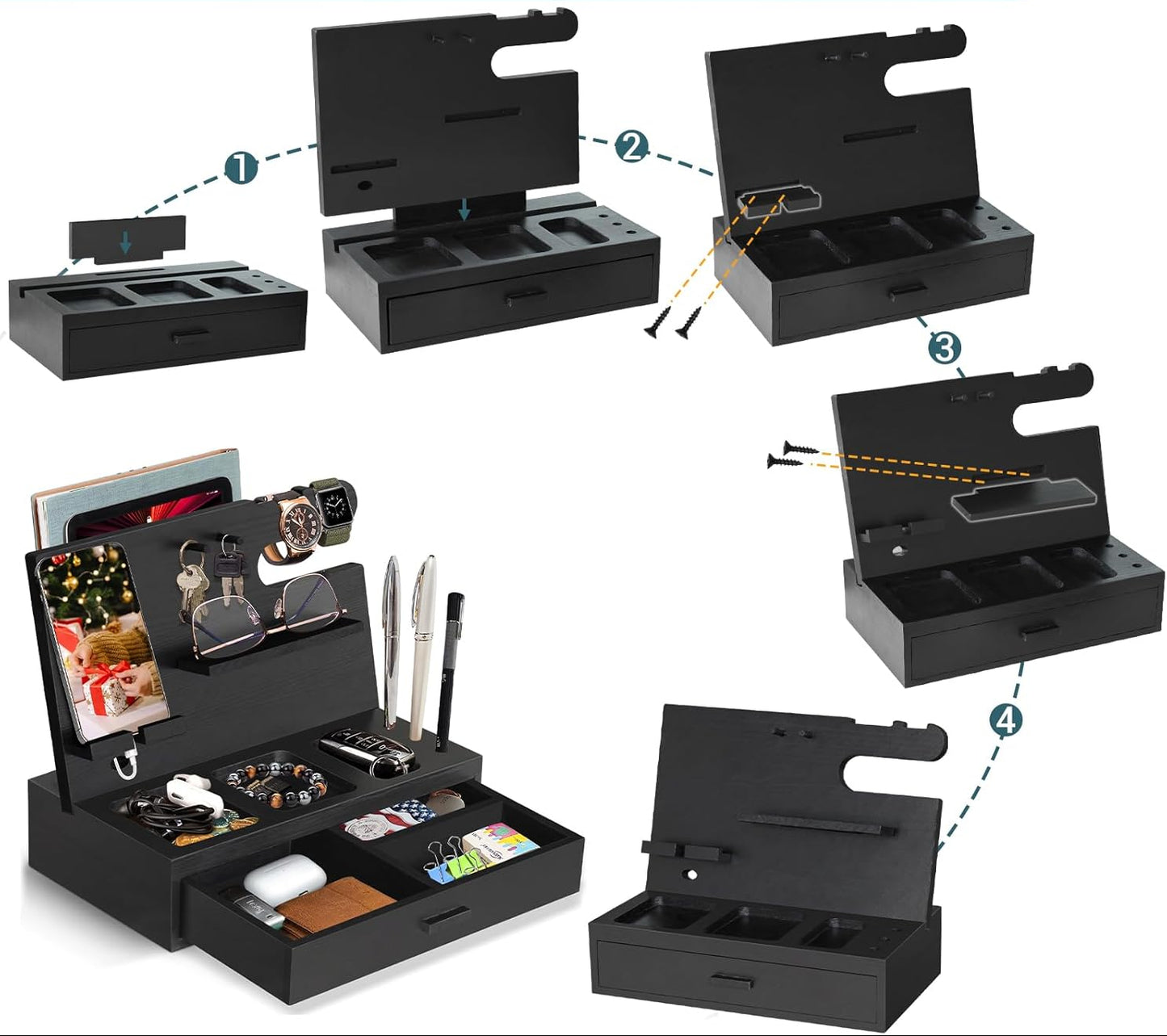 Dluxe Ave. Phone Docking Station Nightstand Organizer