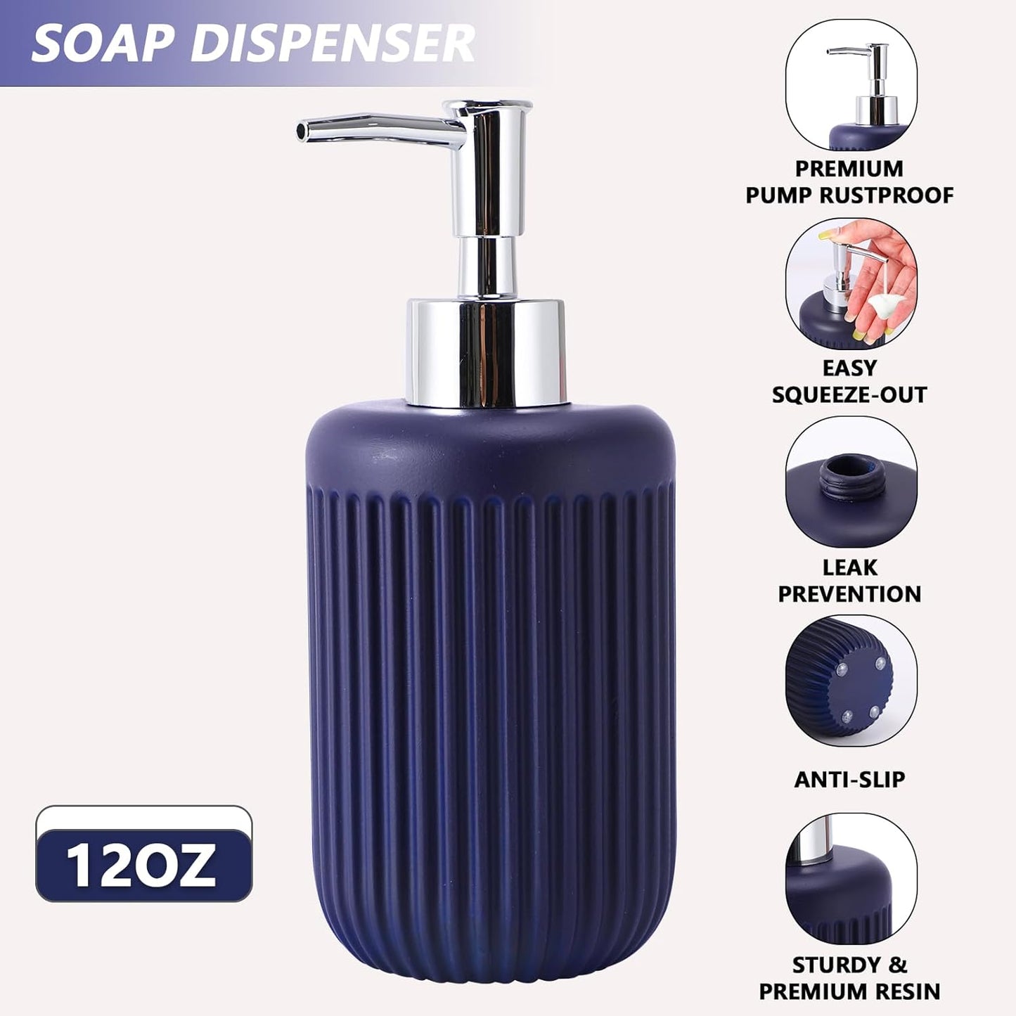 Dluxe Ave. XLHOMO Resin Navy Blue Bathroom Accessories Set 5 Pcs