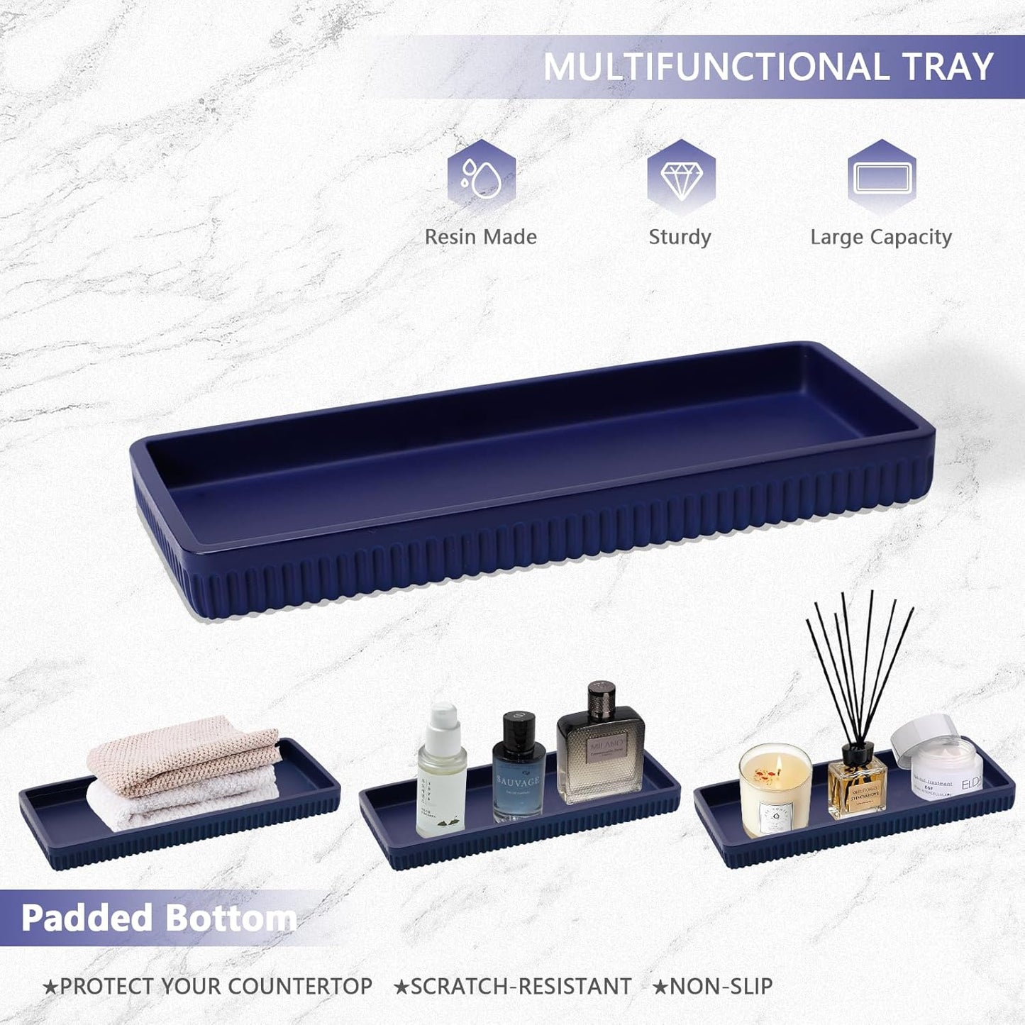 Dluxe Ave. XLHOMO Resin Navy Blue Bathroom Accessories Set 5 Pcs