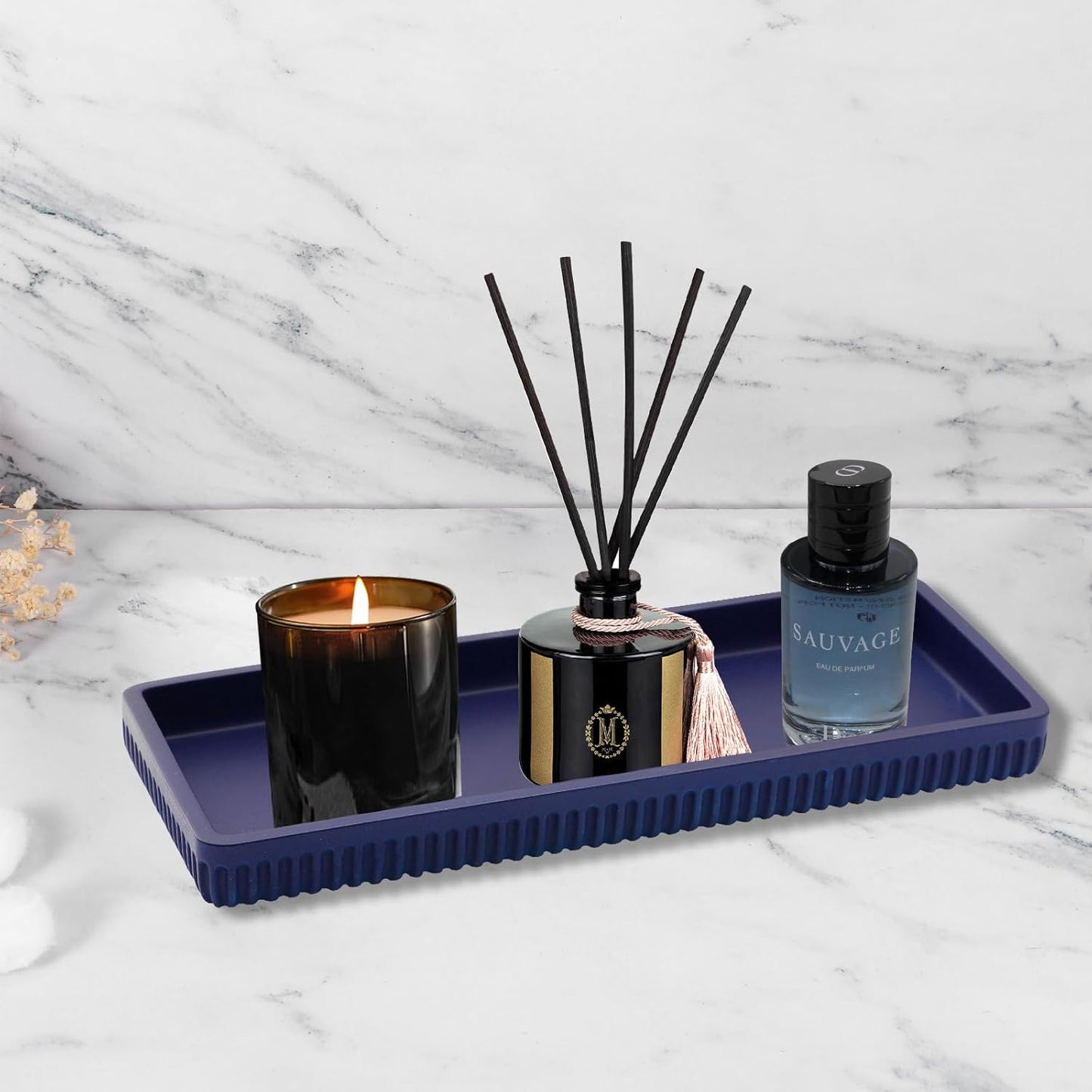 Dluxe Ave. XLHOMO Resin Navy Blue Bathroom Accessories Set 5 Pcs