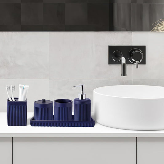 Dluxe Ave. XLHOMO Resin Navy Blue Bathroom Accessories Set 5 Pcs