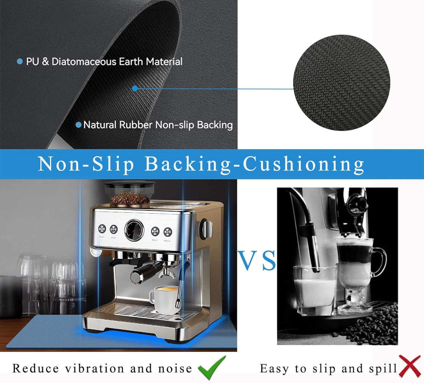Dluxe Ave. Coffee Mat for Countertops/ (Blue) 12"x19"