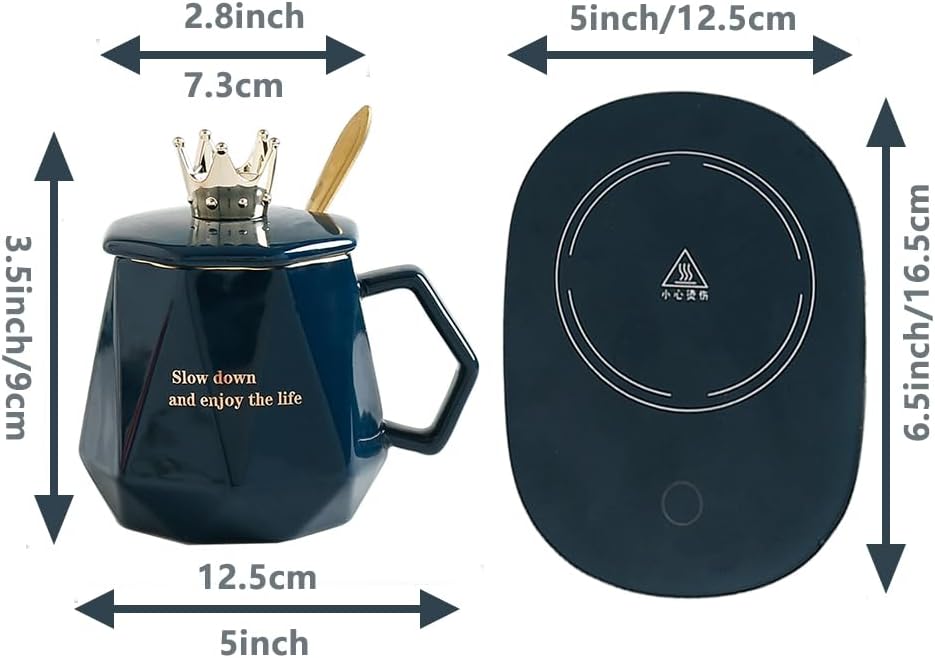 Dluxe Ave. Coffee Warmer for Desk with Mug Set. Cup Warmer  (blue)