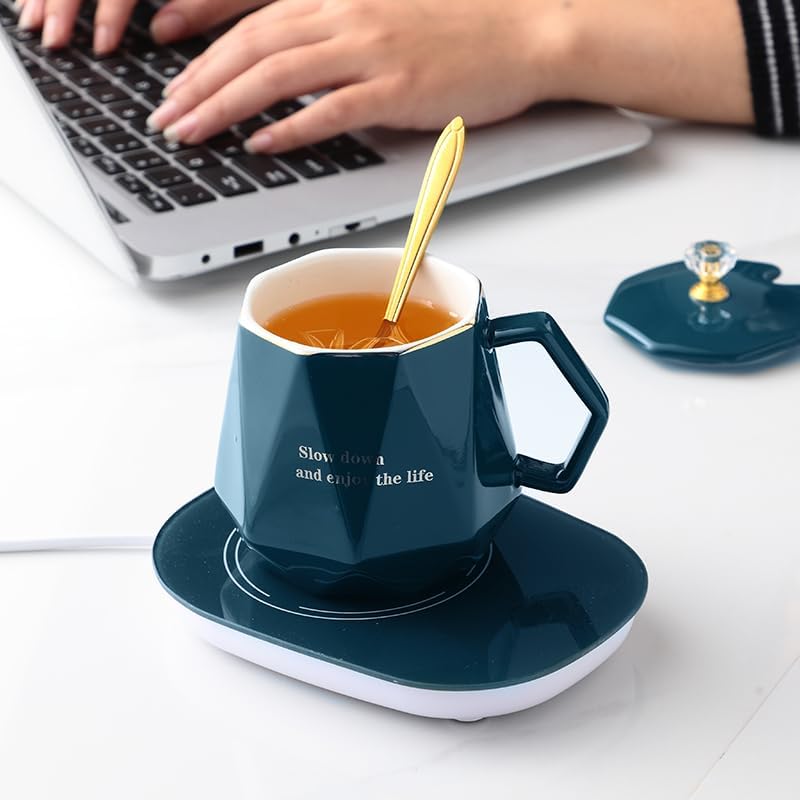 Dluxe Ave. Coffee Warmer for Desk with Mug Set. Cup Warmer  (blue)