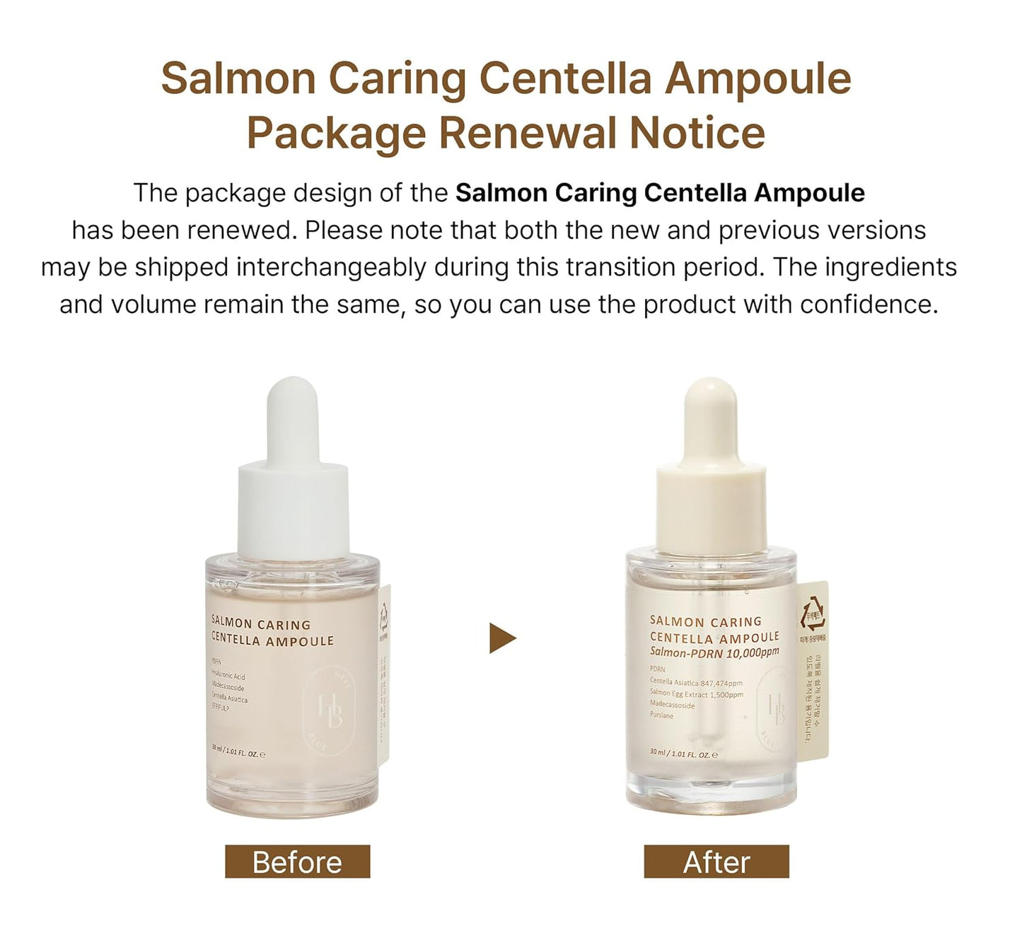 Dluxe Ave. HEVEBLUE Salmon Caring Centella Ampoule - Salmon PDRN Salmon Egg Extract Centella Madecassoside Calming Soothing Restore and Rejuvenate Damaged Skin Low Irritation Korean Skincare