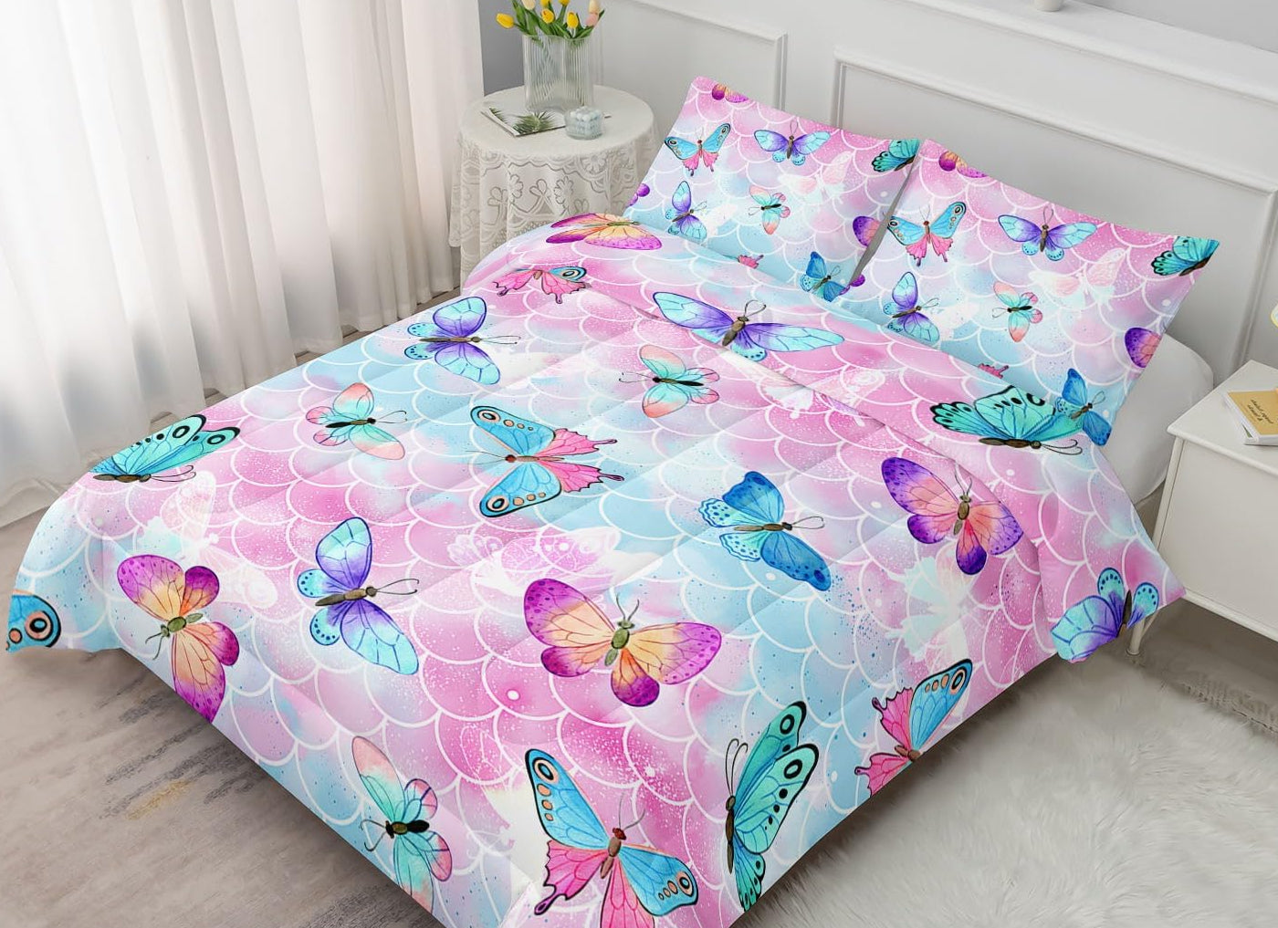 Dluxe Ave. ( FULL ) 3 Pcs Comforter and Bedding Set/  Pink