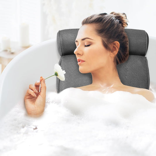 Dluxe Ave.  Bath Pillow Bathtub Pillow with 6 Non-Slip Suction Cups/ 15.35x14.56 Inch/ Grey
