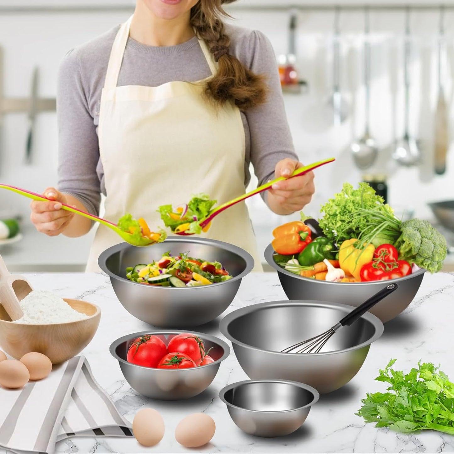 Dluxe Ave. Set of 5 Stainless Steel Mixing Bowls