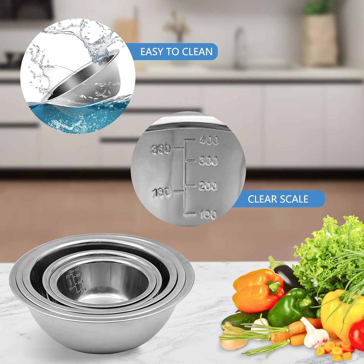 Dluxe Ave. Set of 5 Stainless Steel Mixing Bowls