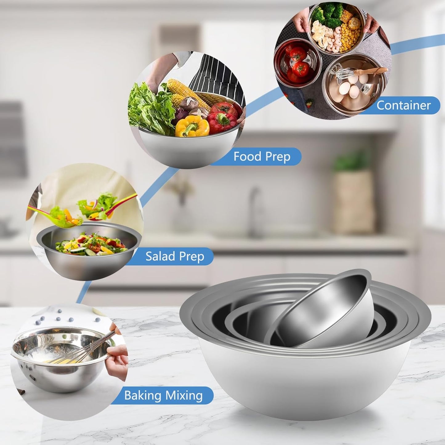 Dluxe Ave. Set of 5 Stainless Steel Mixing Bowls