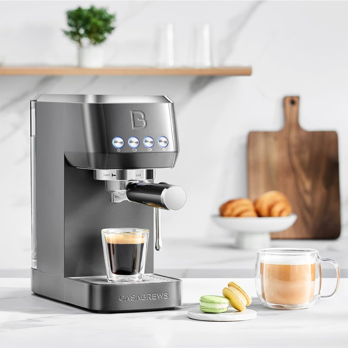 Dluxe Ave. Professional Espresso Coffee Machine with Steam Milk Frother/ Coffee Maker Cappuccino Latte /49oz  (Black)