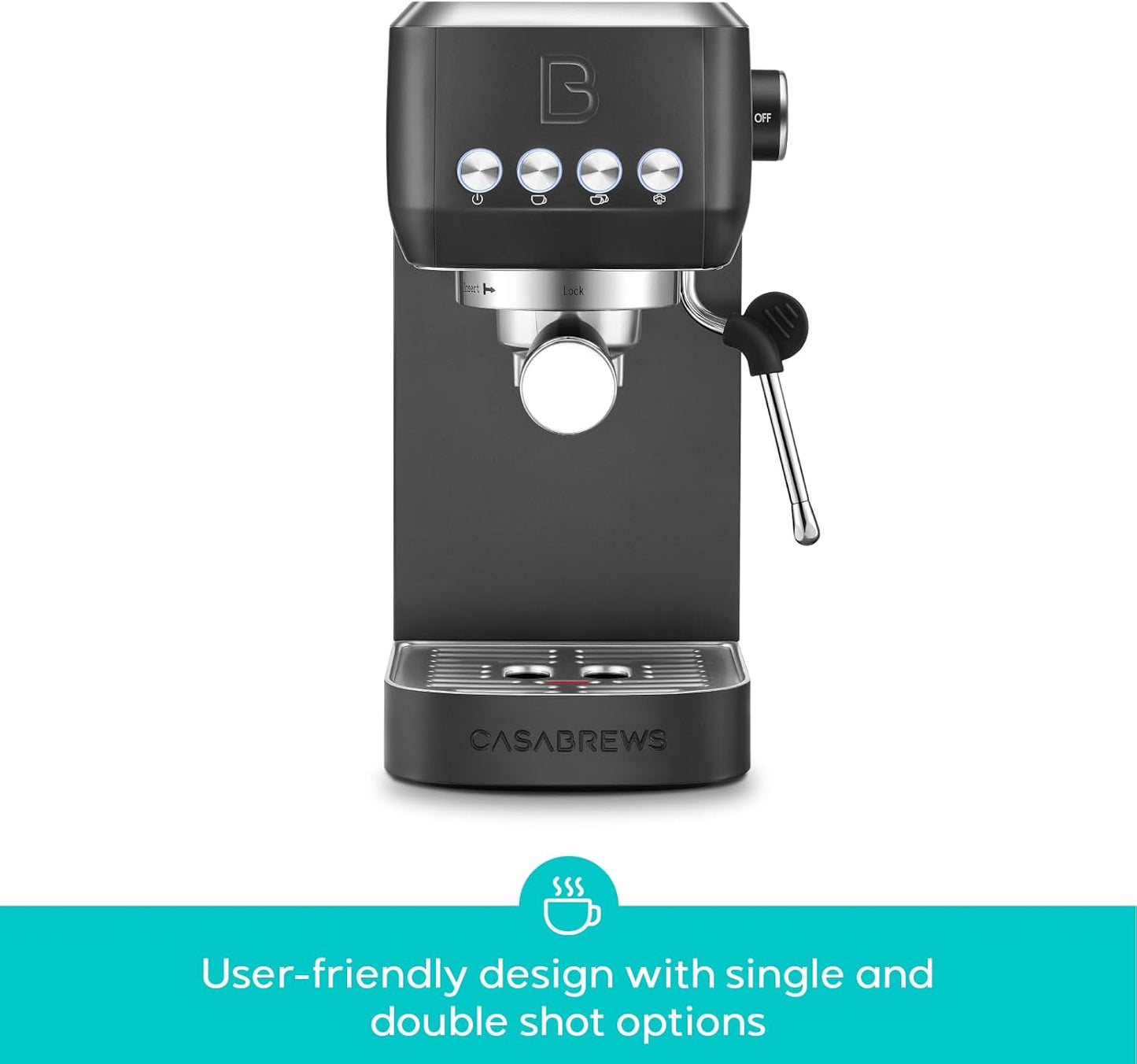 Dluxe Ave. Professional Espresso Coffee Machine with Steam Milk Frother/ Coffee Maker Cappuccino Latte /49oz  (Black)