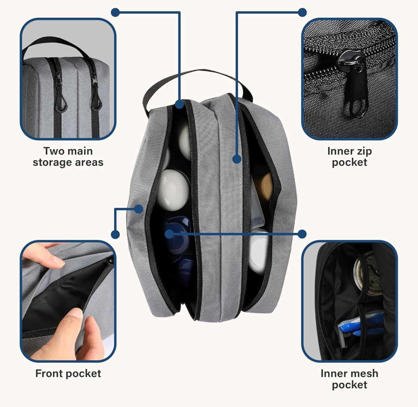 Dluxe. Ave. Mens Travel Toiletry Bag/ Gray