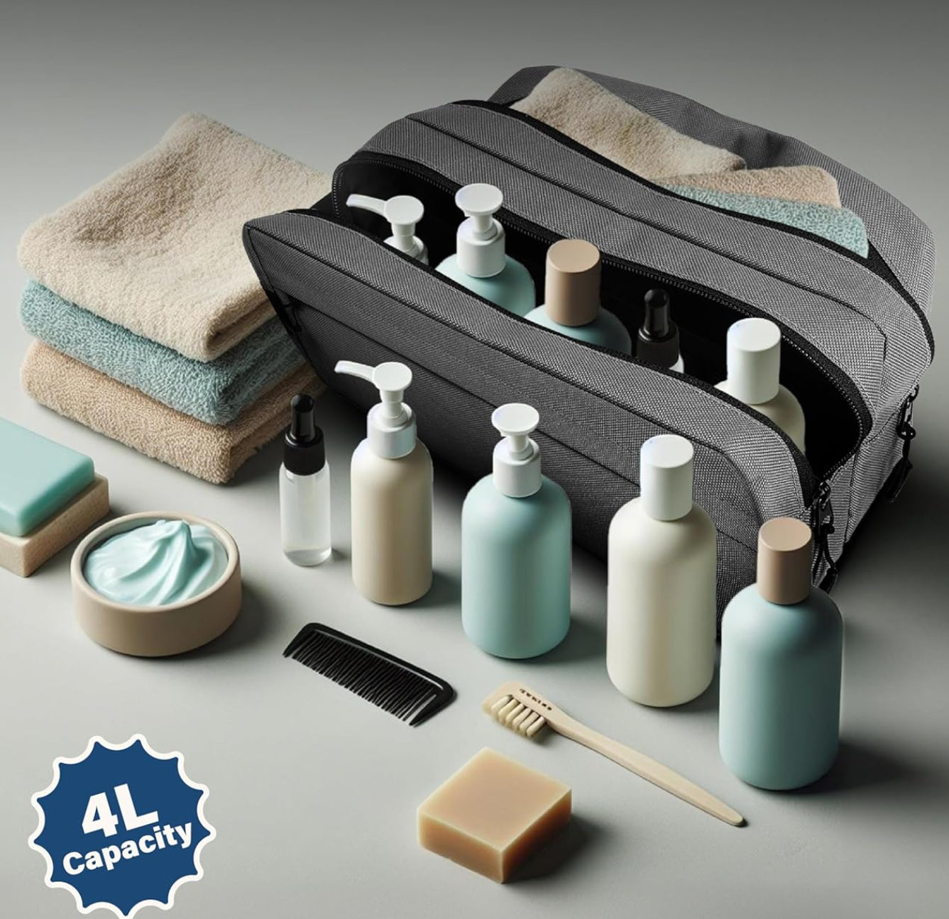 Dluxe. Ave. Mens Travel Toiletry Bag/ Gray