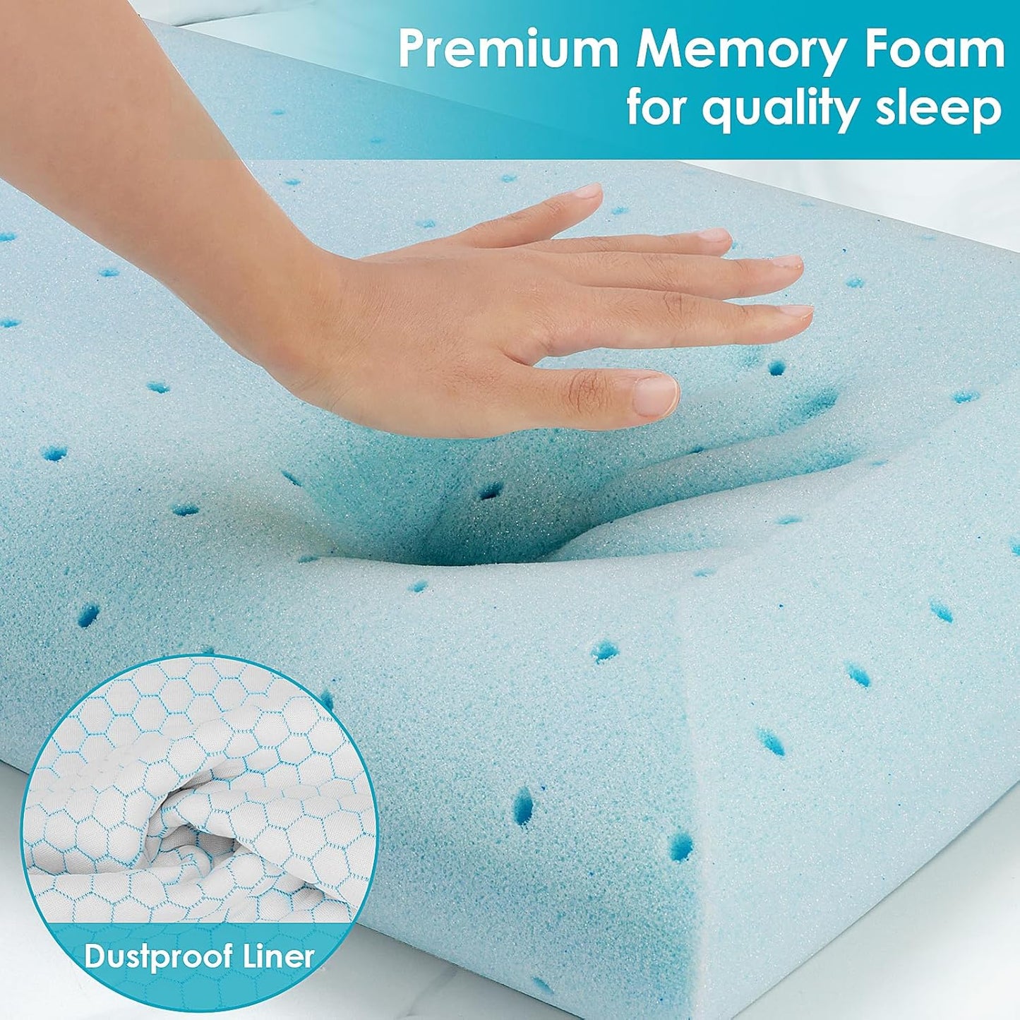 Dluxe Ave.  ( KING ) Memory Foam Pillows for Side Back and Stomach, {SOFT SUPPORT} Blue, Luxury Hotel Quality