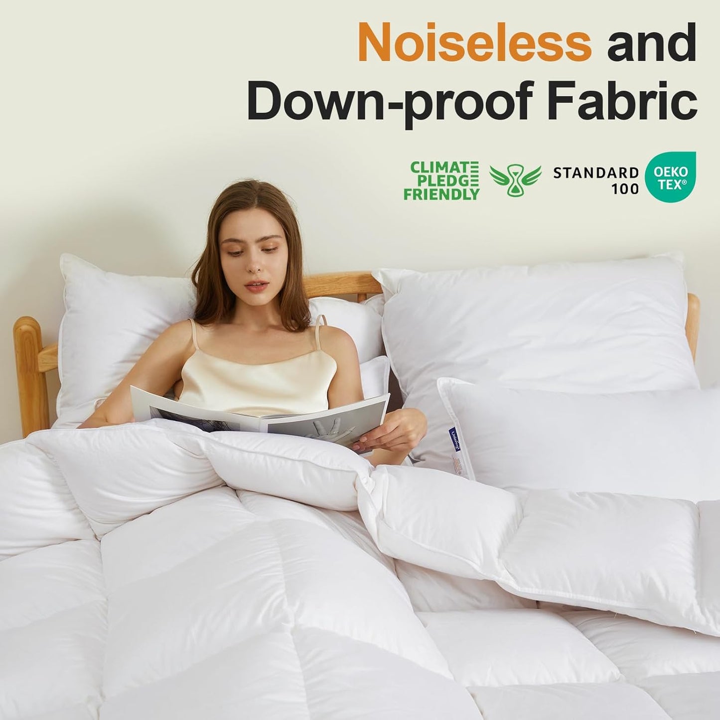 Dluxe Ave. ( QUEEN ) Feather Down Comforter for All Season/ Extra Fluffy Down {Duvet} Insert with Corner Tabs/ Hotel Bedding Comforter/ White