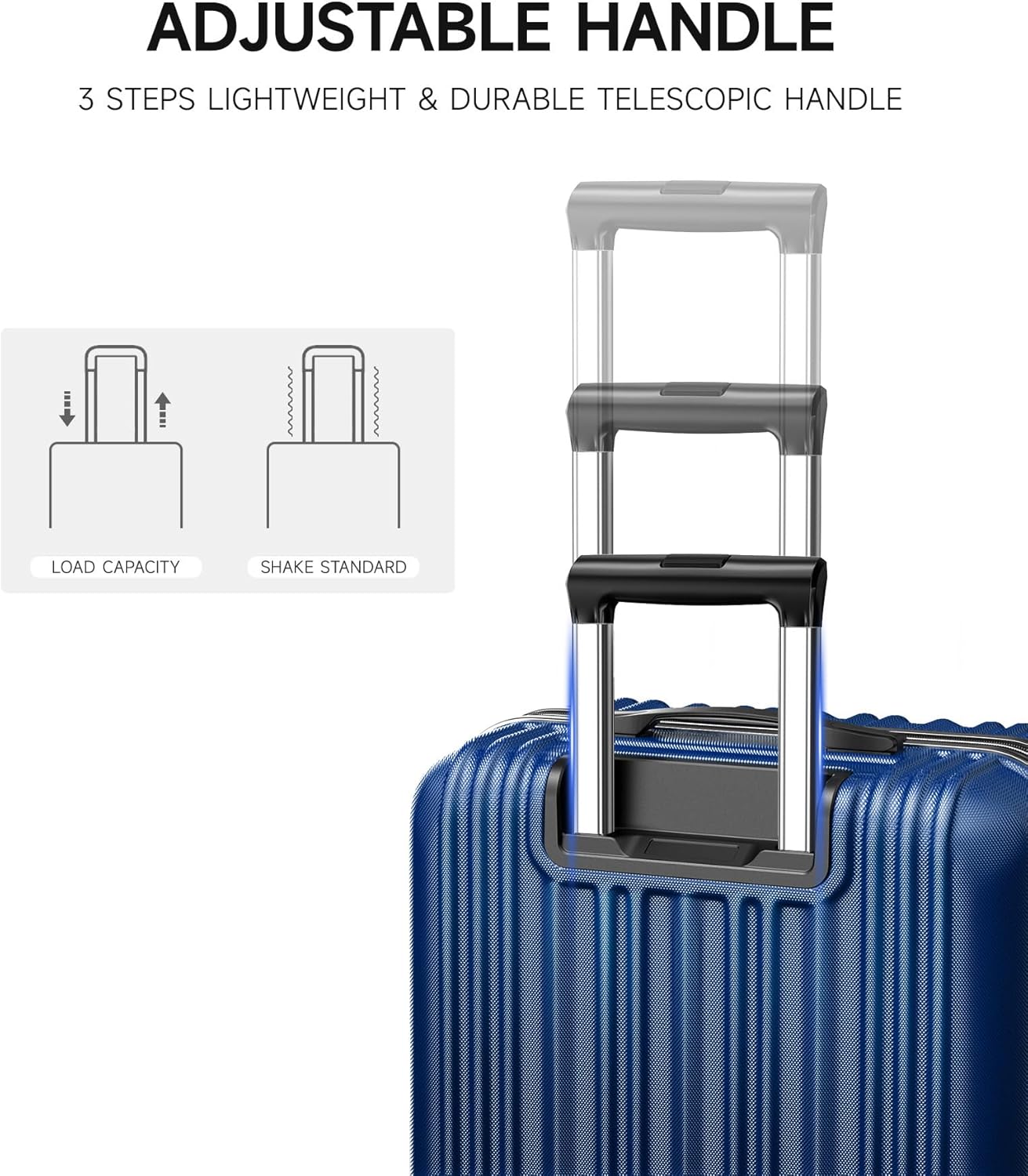 Dluxe Ave. 20inch Expandable Carry on Luggage/ Airline Approved Hard Shell/ Spinner Suitcase with Wheels for Business/Travel (Dark Blue)