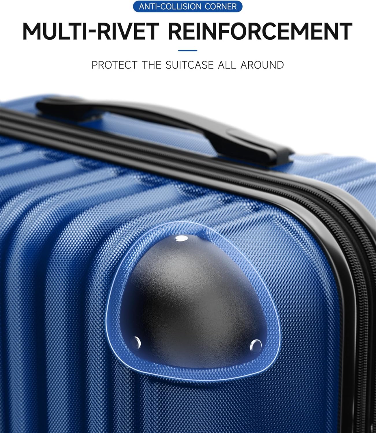 Dluxe Ave. 20inch Expandable Carry on Luggage/ Airline Approved Hard Shell/ Spinner Suitcase with Wheels for Business/Travel (Dark Blue)