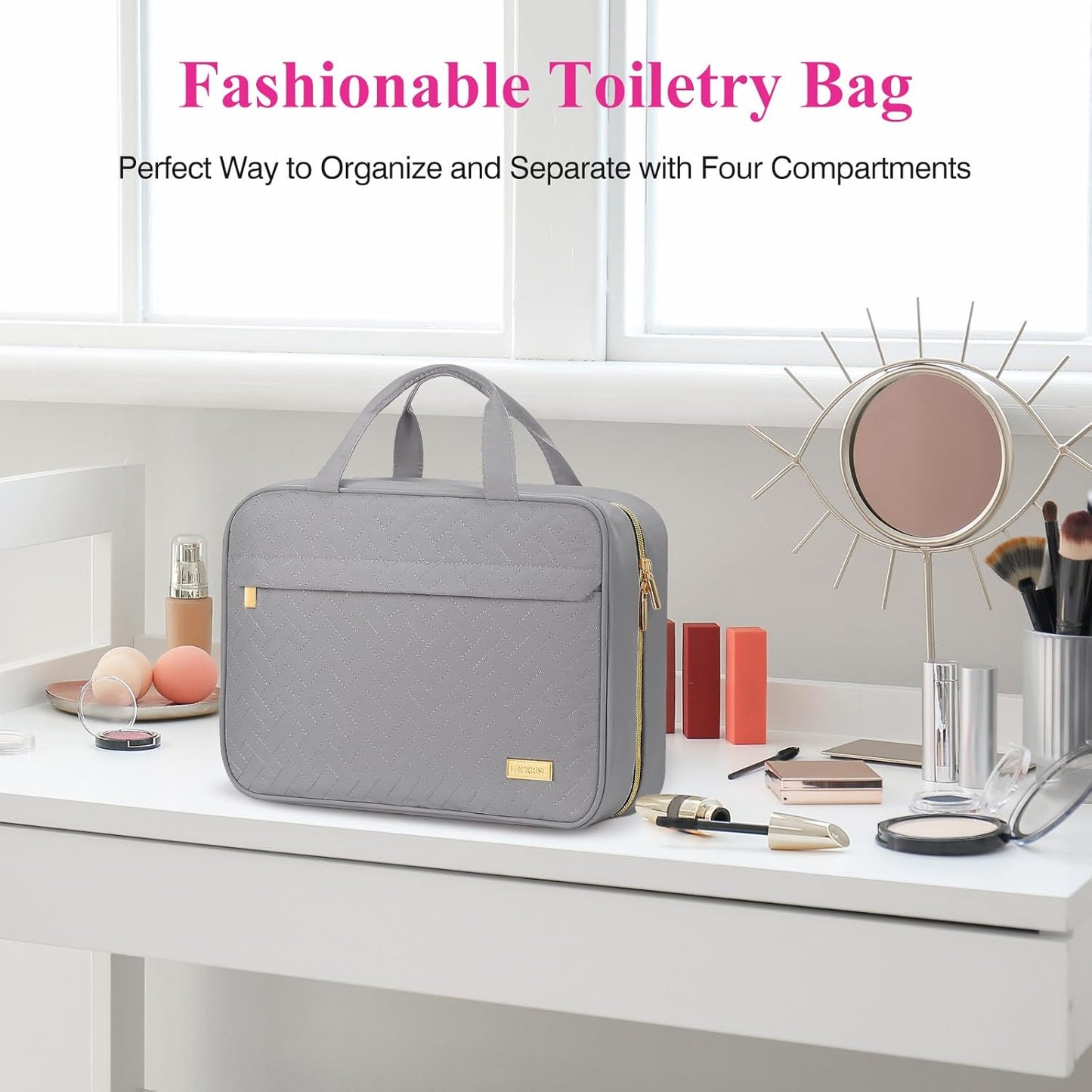 Dluxe Ave. Hanging Travel Toiletry Bag/ Grey