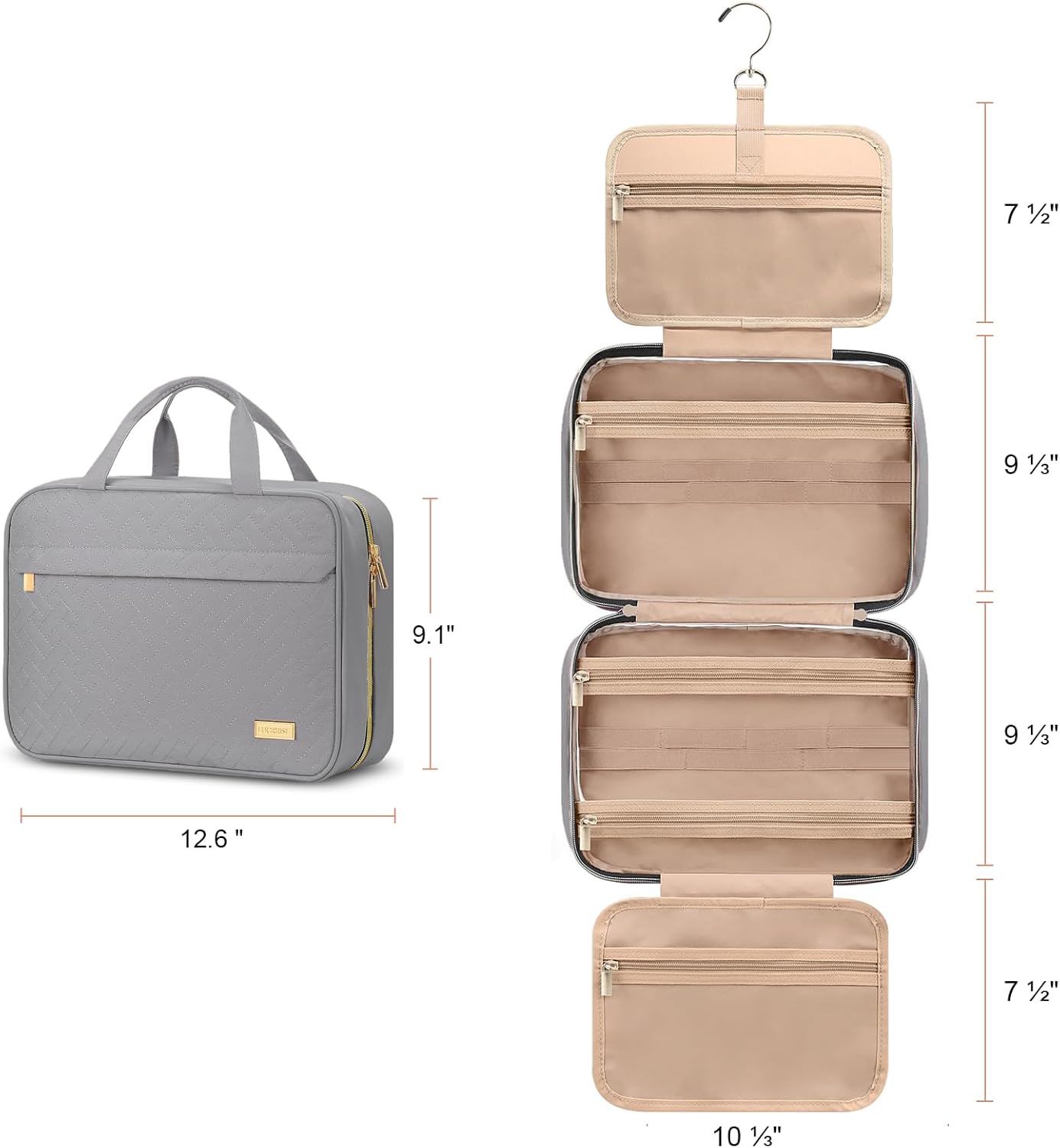 Dluxe Ave. Hanging Travel Toiletry Bag/ Grey
