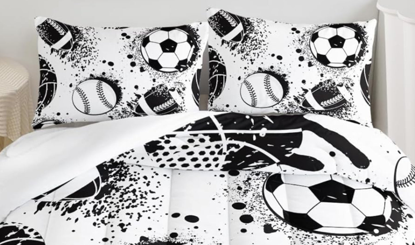 Dluxe Ave. ( FULL ) 3 Pcs Comforter Set, Black & White