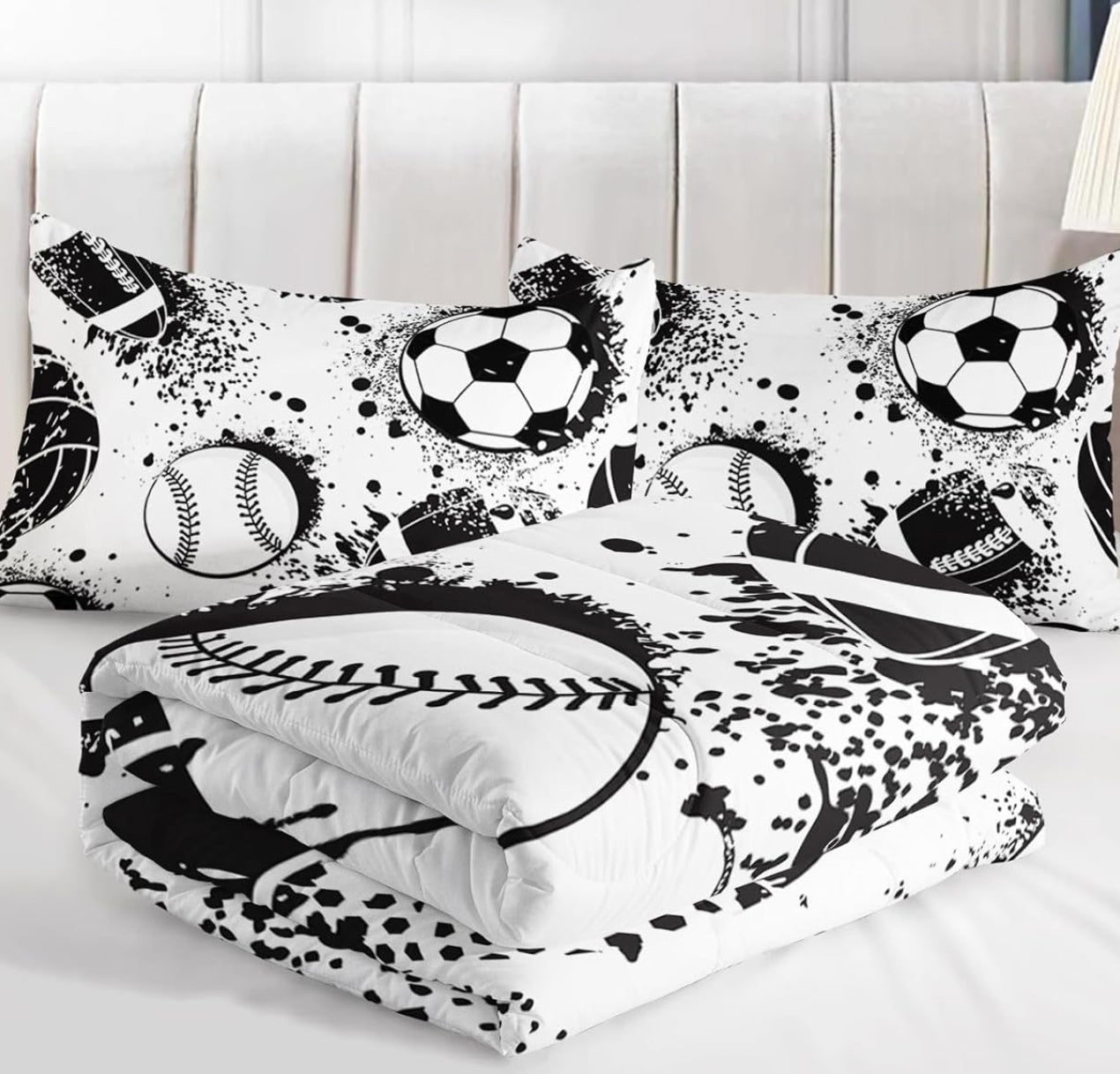 Dluxe Ave. ( FULL ) 3 Pcs Comforter Set, Black & White