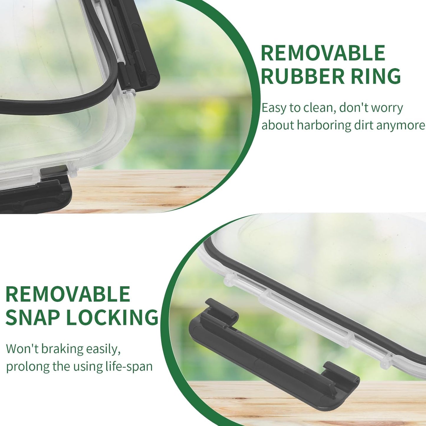 Dluxe Ave. 5-Packs 36OZ Glass Airtight Food Storage Containers/ 3 Compartments/ BPA Free