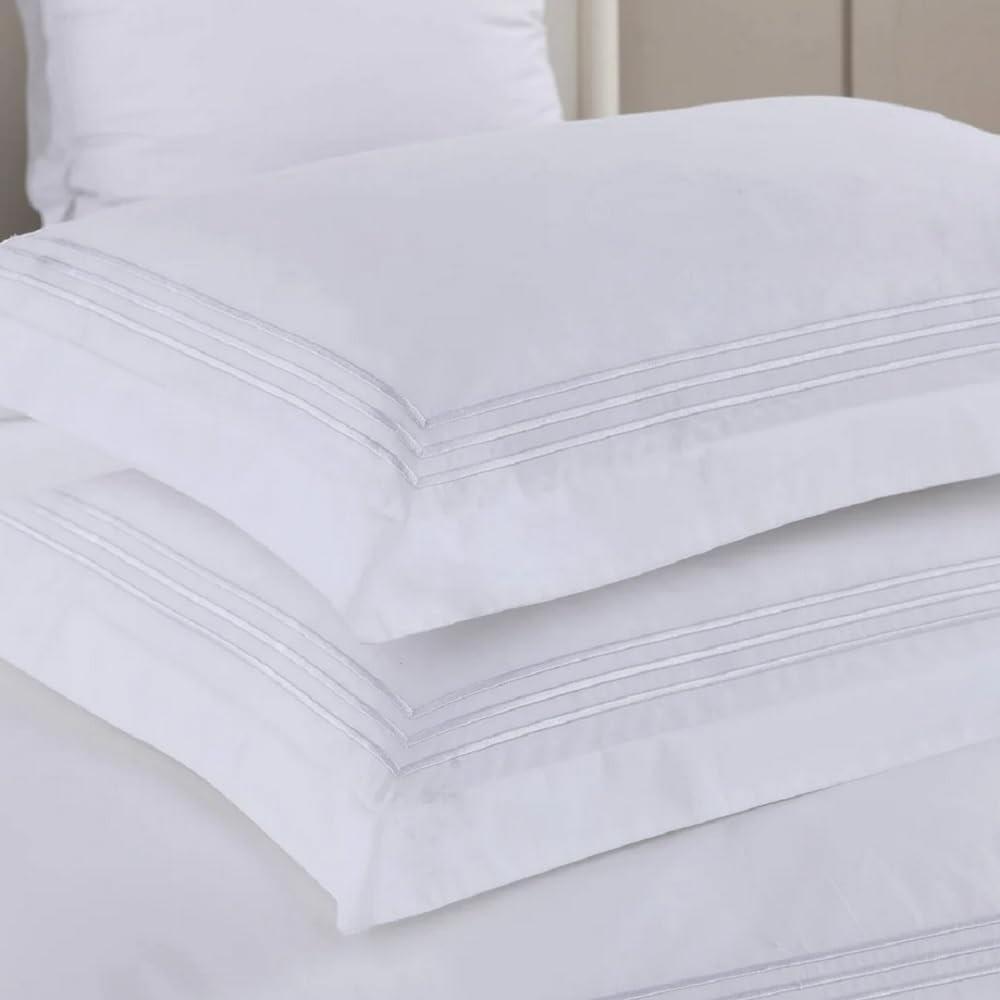 Dluxe Ave. ( FULL/ QUEEN ) 3pc Percale Royal {Duvet Cover} Set/ White