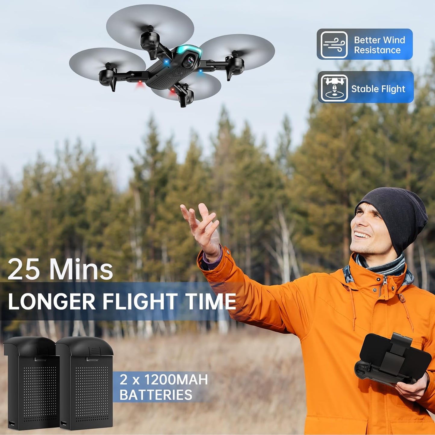 Dluxe Ave. Drone with Camera/ Foldable Drone for Kids Adults/ 1080P FPV Camera