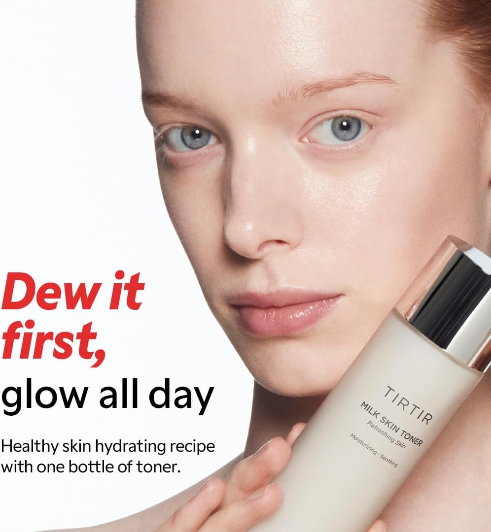 Dluxe Ave. TIRTIR Milk Skin Rice Toner | Deep Moisturizing Hydrating Toner for face Niacinamide Ceramide Rice Bran Extract Nature-Oriented Ingredients for Korean Skin Care Vegan 1.69 Fl Oz