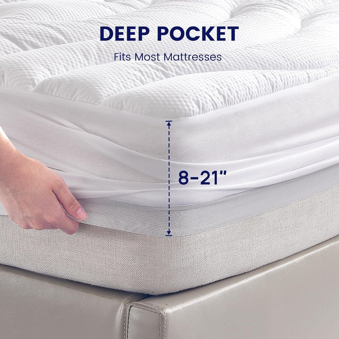 Dluxe Ave. ( QUEEN ) Waterproof Mattress Topper Cooling Pad, White