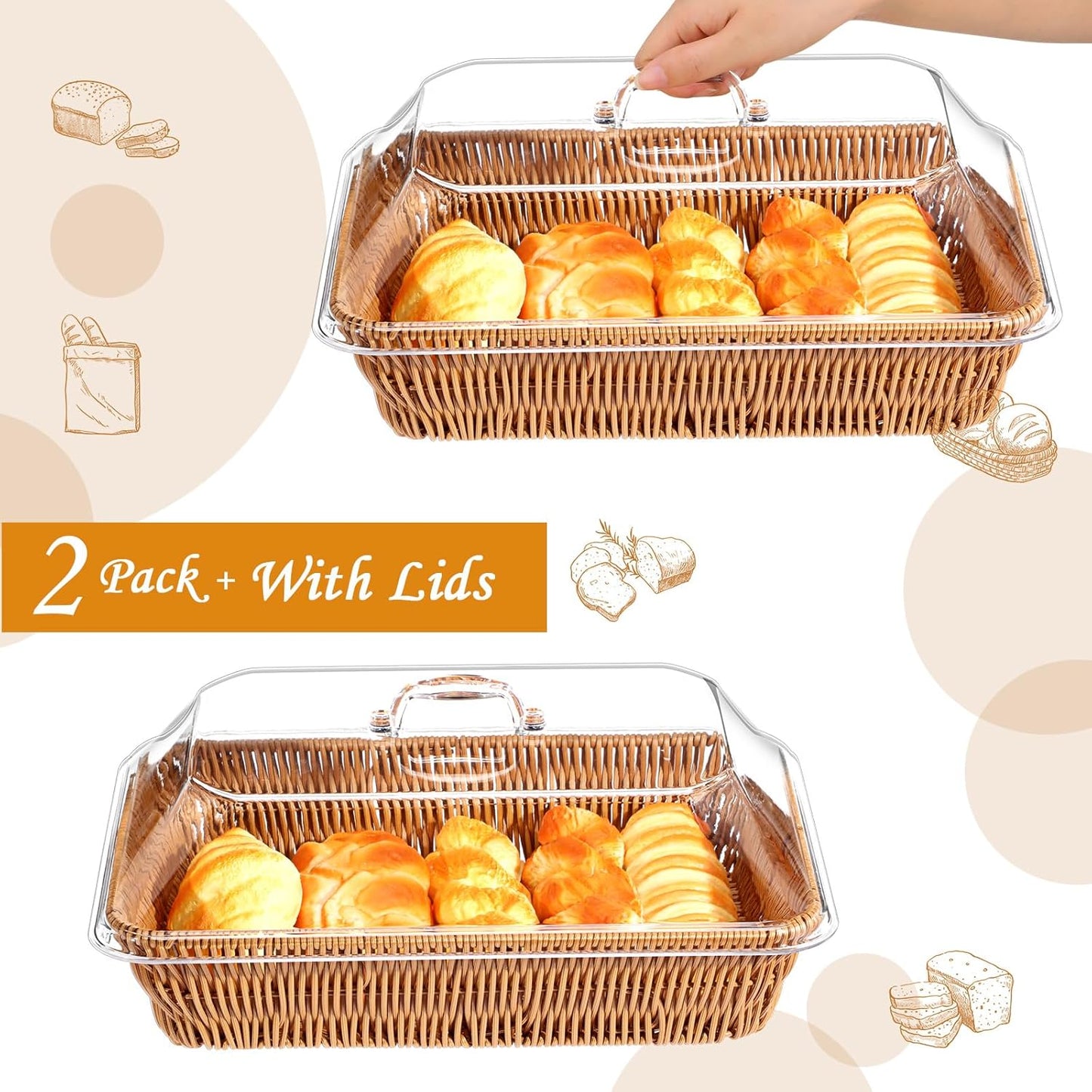 Dluxe Ave.Wicker Bread Baskets/2 Set (13.78 x 9.84 x 5.91 In)