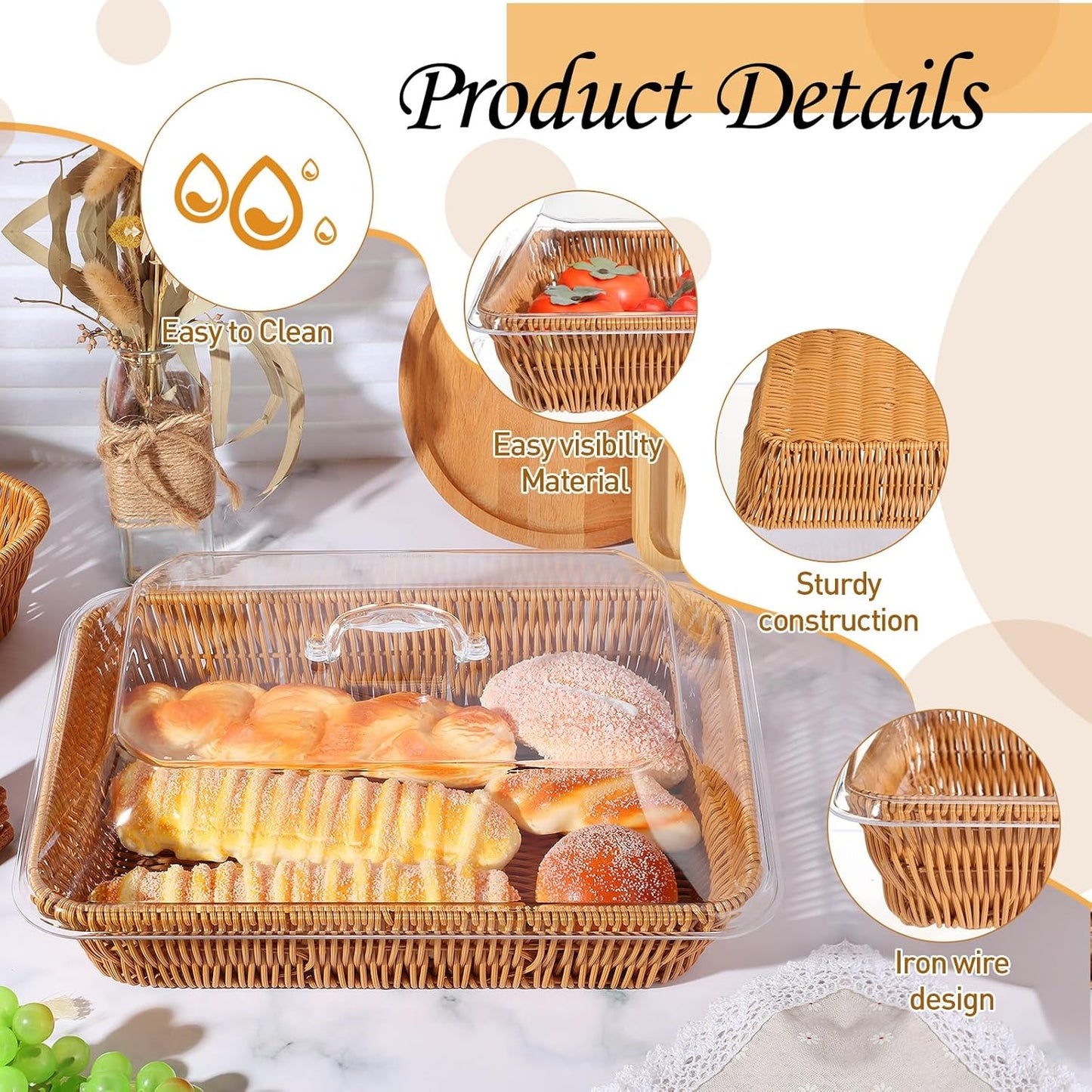 Dluxe Ave.Wicker Bread Baskets/2 Set (13.78 x 9.84 x 5.91 In)