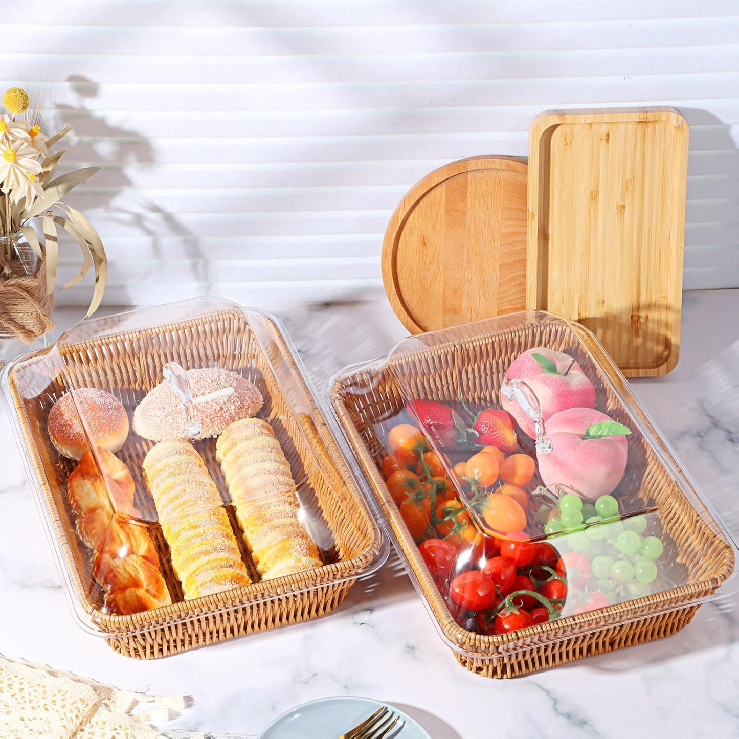 Dluxe Ave.Wicker Bread Baskets/2 Set (13.78 x 9.84 x 5.91 In)