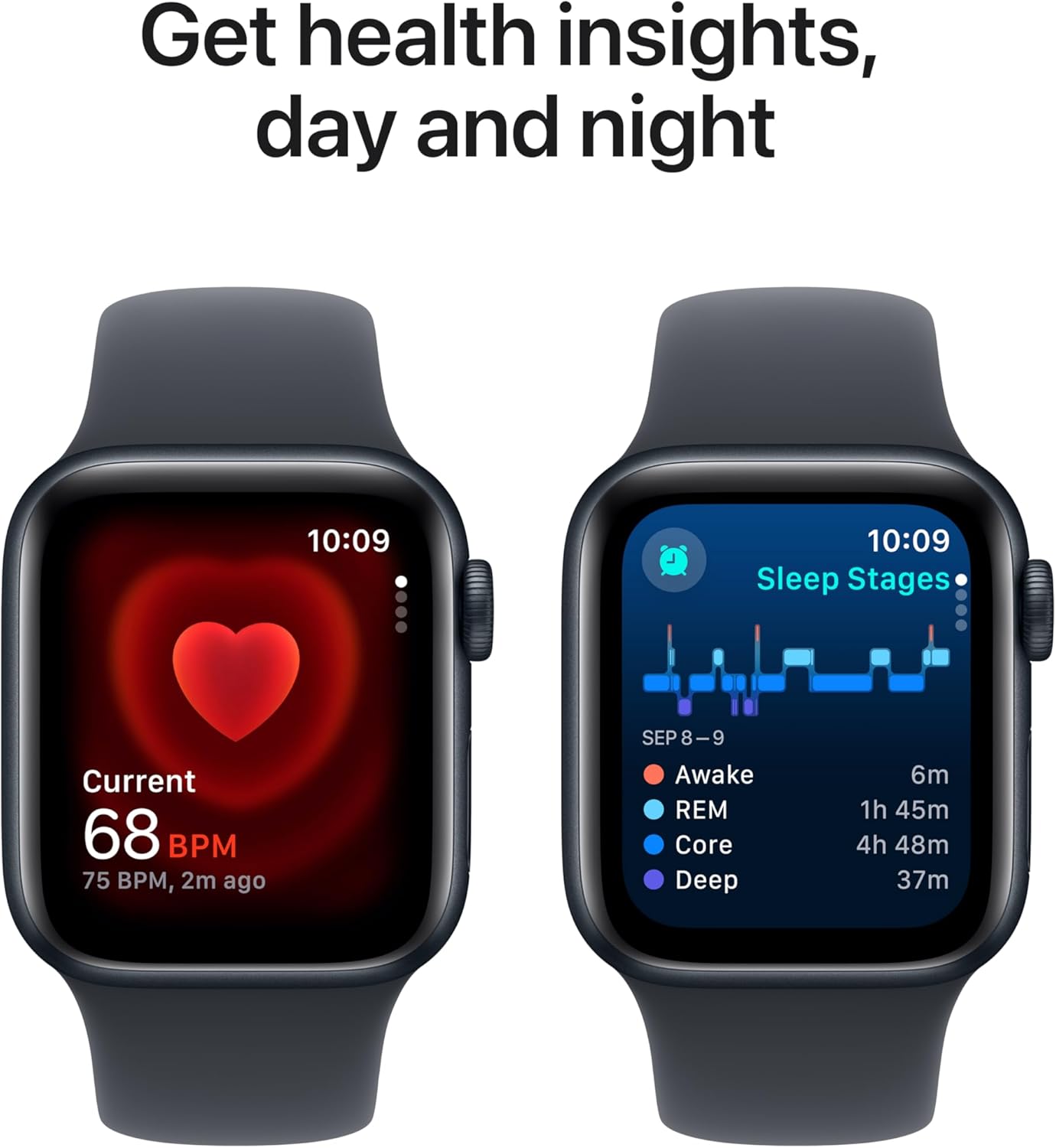 Dluxe Ave. Apple Watch SE (2nd Gen) [GPS 40mm] Smartwatch with Midnight Aluminum Case with Midnight Sport Band M/L. Fitness & Sleep Tracker Crash Detection Heart Rate Monitor