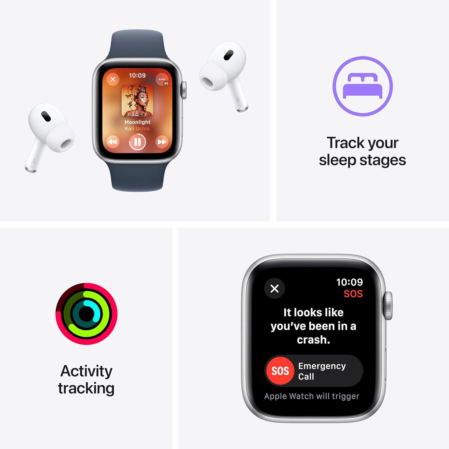 Dluxe Ave. Apple Watch SE (2nd Gen) [GPS 40mm] Smartwatch with Midnight Aluminum Case with Midnight Sport Band M/L. Fitness & Sleep Tracker Crash Detection Heart Rate Monitor