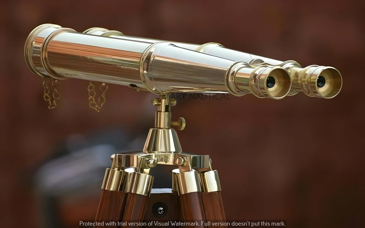 Dluxe Ave. MARY NAUTICAL- 62 Inches Floor Standing Admirals Solid Shinny Brass Binocular Fully Functional with Wooden Tripod Stand