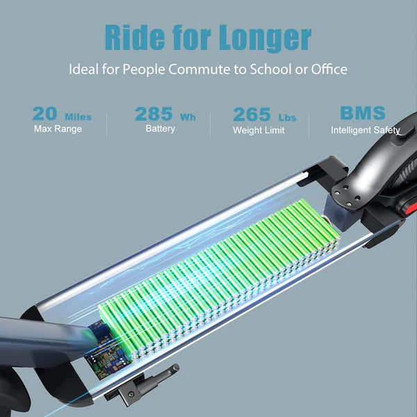 Dluxe Ave. Caroma Electric Scooter Adults 350W Max 20 Miles & 20 Mph 9" Solid Tires Electric Scooters for Adults Height Adjustable E Scooter Adults Foldable Commuting Scooter Electric 265Lbs Load Black