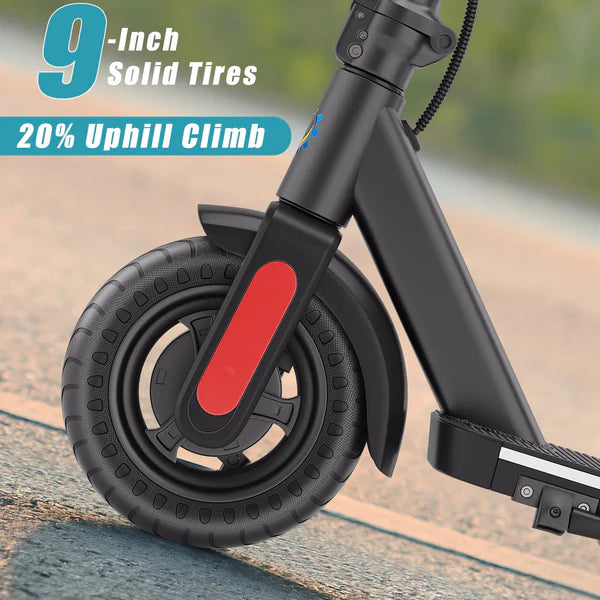 Dluxe Ave. Caroma Electric Scooter Adults 350W Max 20 Miles & 20 Mph 9" Solid Tires Electric Scooters for Adults Height Adjustable E Scooter Adults Foldable Commuting Scooter Electric 265Lbs Load Black