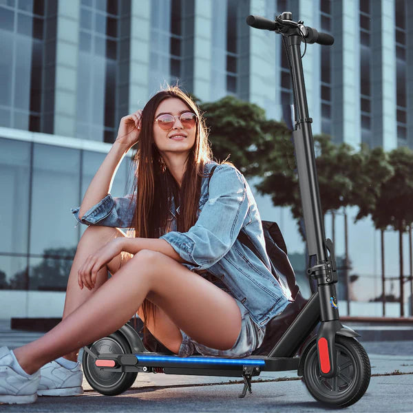 Dluxe Ave. Caroma Electric Scooter Adults 350W Max 20 Miles & 20 Mph 9" Solid Tires Electric Scooters for Adults Height Adjustable E Scooter Adults Foldable Commuting Scooter Electric 265Lbs Load Black