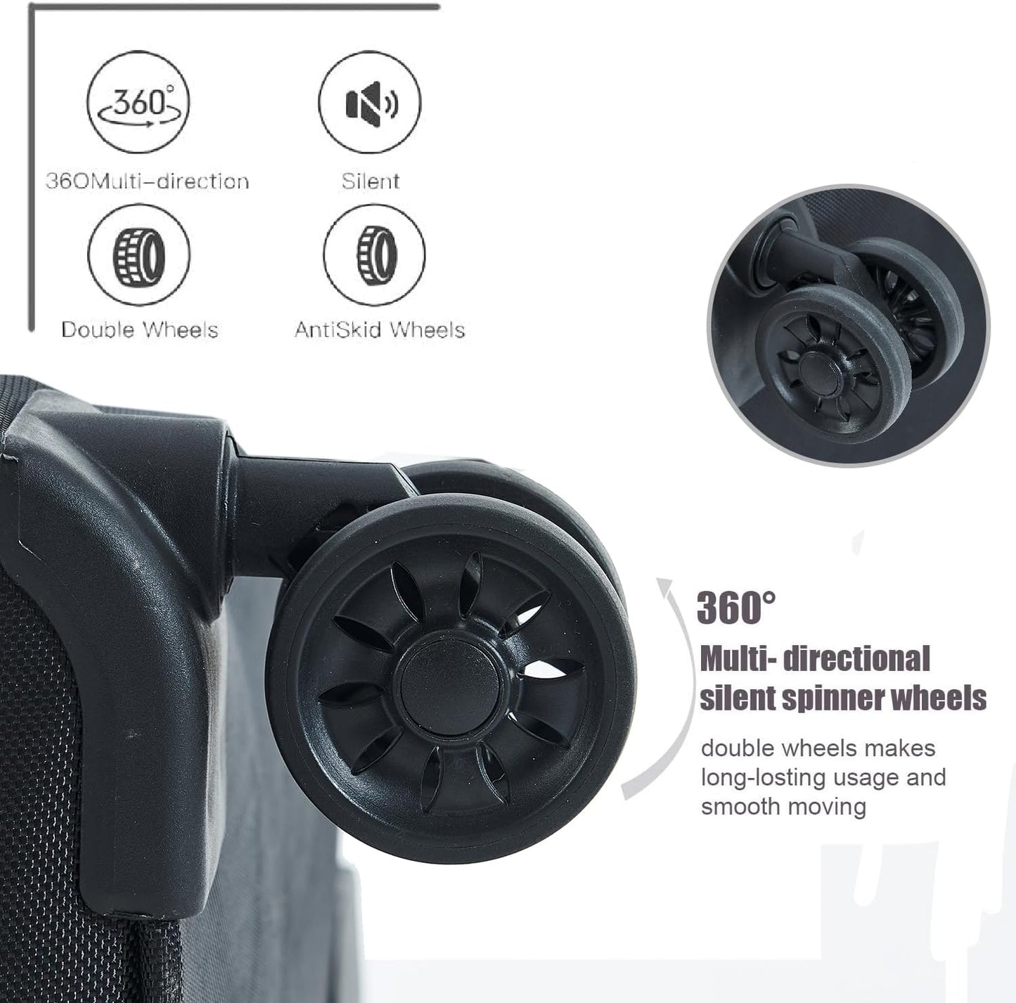 Dluxe Ave. 3 Pcs Softside Luggage Sets/Spinner Wheels/Lightweight Suitcase With Expandable/ TSA Lock/  (Black Blue)