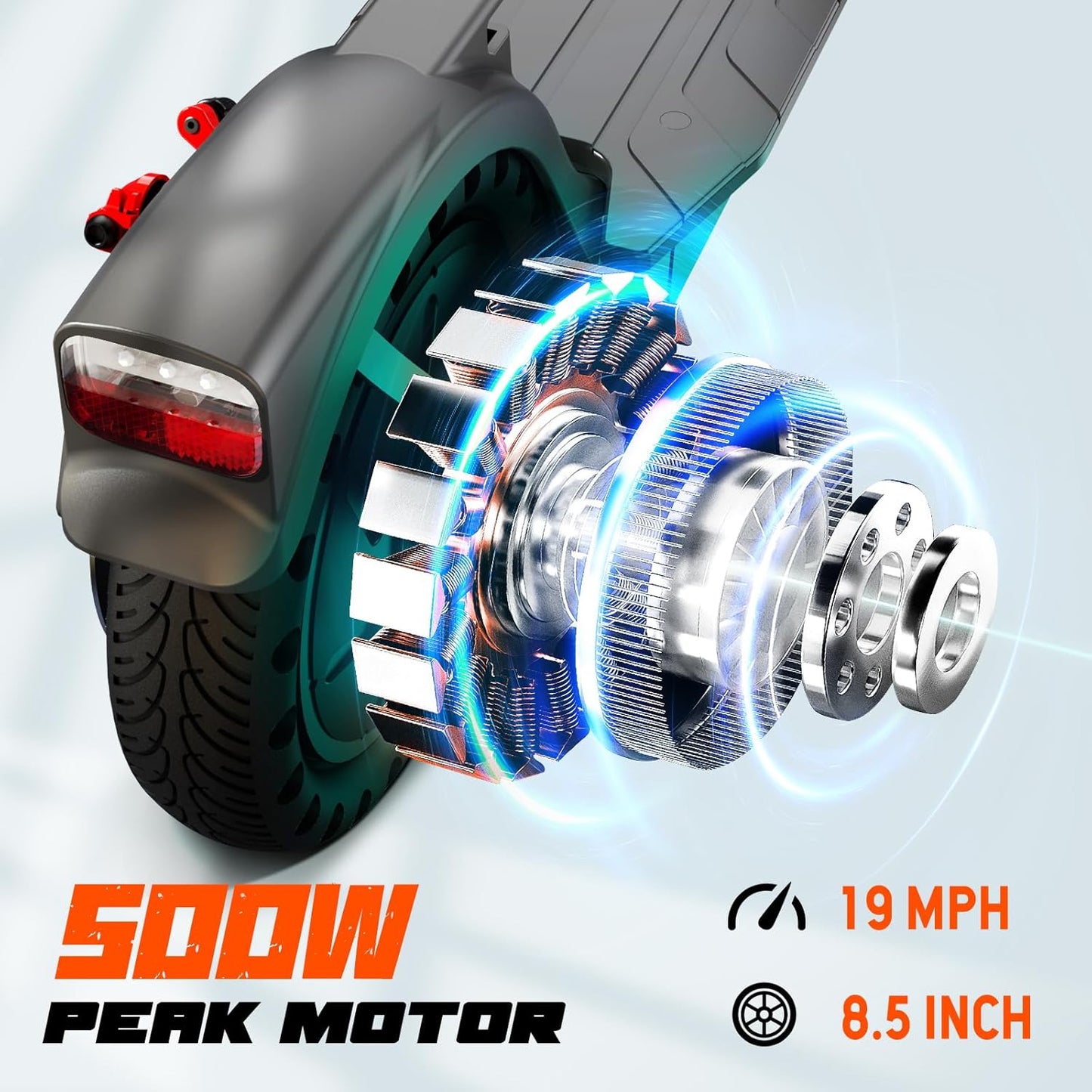 Dluxe Ave. SISIGAD Electric Scooter Adults Peak 500W Motor 8.5" Solid Tires 19Mph Speed Long Miles Range Scooter Electric for Adults Foldable E-Scooter for Commuting with Double Braking System APP Control